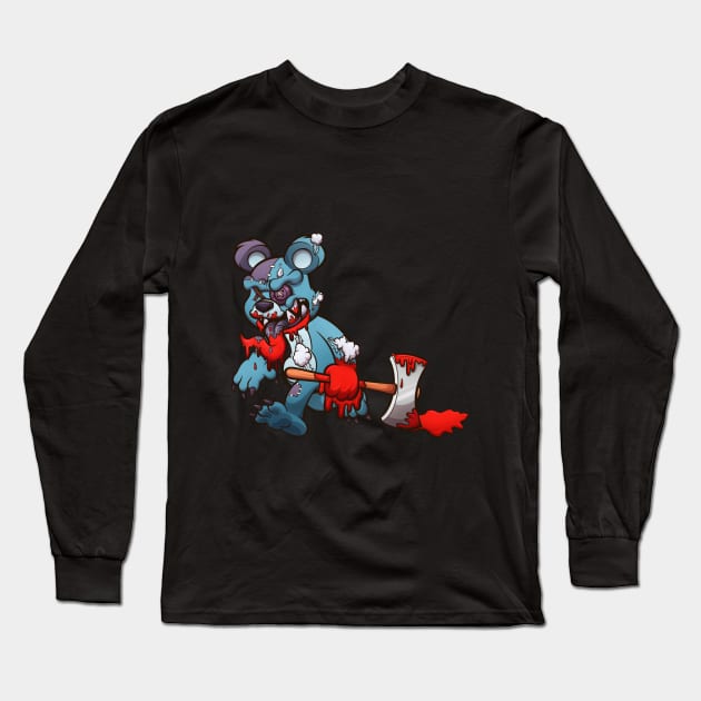 Evil Teddy Bear With Axe Long Sleeve T-Shirt by TheMaskedTooner